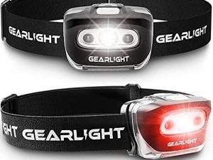 هدايا جيرلايت للرجال ، كشافات أمامية للتخزين ستوفير من LED 2pack مصابيح أمامية خارجية مع عصابة رأس قابلة للتعديل للبالغين والأطفال - أساسيات التنزه والتخييم
