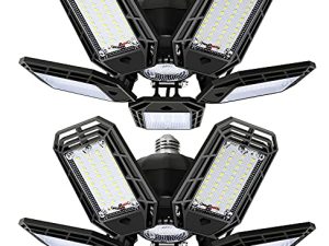 suyncyi 2 Pack LED Garage Light ، 150W Ultra Bright LED Shop Light مع 5 لوحات قابلة للتعديل ، 15000LM 6500K E26 / E27 مصابيح سقف LED قابلة للتشوه للجراج ، ورشة العمل