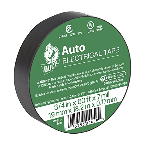Duck Brand 282289 شريط لاصق كهربائي للسيارات ، 3/4 بوصة × 60 قدم ، بكرة واحدة ، أسود Duck Brand 282289 شريط لاصق كهربائي للسيارات ، 3/4 بوصة × 60 قدم ، بكرة واحدة ، أسود