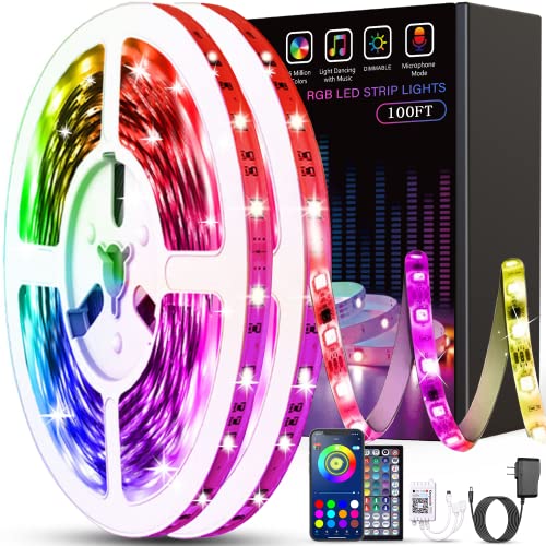 أضواء Tenmiro LED لغرفة النوم 100 قدم (2 لفات من 50 قدمًا) أضواء شريط LED متغيرة الألوان ومزامنة الموسيقى مع التحكم عن بعد والتطبيق شريط LED 5050 RGB ، مصابيح LED لتزيين الحفلات المنزلية في الغرفة أضواء Tenmiro LED لغرفة النوم 100 قدم (2 لفات من 50 قدمًا) أضواء شريط LED متغيرة الألوان ومزامنة الموسيقى مع التحكم عن بعد والتطبيق شريط LED 5050 RGB ، مصابيح LED لتزيين الحفلات المنزلية في الغرفة