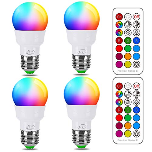 لمبة إضاءة ILC RGB LED ، لمبة إضاءة متغيرة اللون ، مكافئ 40 وات ، 450 لومن ، 2700 كلفن أبيض دافئ 5 وات E26 قاعدة لولبية RGBW ، لمبة ضوء الفيضانات - 12 لونًا - تحكم عن بعد بالأشعة تحت الحمراء للتوقيت (4 عبوات) لمبة إضاءة ILC RGB LED ، لمبة إضاءة متغيرة اللون ، مكافئ 40 وات ، 450 لومن ، 2700 كلفن أبيض دافئ 5 وات E26 قاعدة لولبية RGBW ، لمبة ضوء الفيضانات - 12 لونًا - تحكم عن بعد بالأشعة تحت الحمراء للتوقيت (4 عبوات)