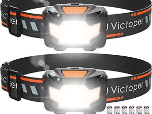 مجموعة من 2 مصابيح أمامية LED من Victoper ، مصباح أمامي خفيف الوزن ساطع 1100 لومن مع 4 أوضاع ، مصباح رأس IPX5 مقاوم للماء مع ضوء أحمر لتشغيل الصيد والتخييم والتنزه ، مصباح أمامي خارجي للكبار والأطفال