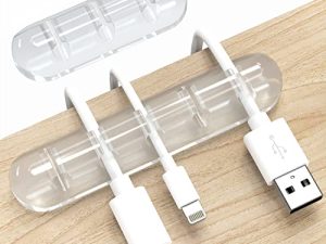 منظم أسلاك INCHOR ، إدارة الكابلات الشفافة ، منظم الكابلات ، حامل كبل USB ، مشابك سلك منظم الأسلاك ، عبوتين من حامل الأسلاك لمكتب السيارة والمنزل والمكتب (5 ، 3 فتحات)