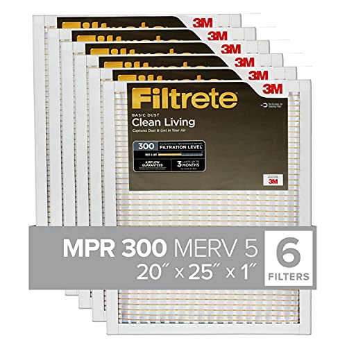 Filtrete 20x25x1 ، فلتر هواء فرن التيار المتردد ، MPR 300 ، غبار كلين ليفينج أساسي ، 6 عبوات (الأبعاد الدقيقة 19.69 × 24.69 × 0.81) Filtrete 20x25x1 ، فلتر هواء فرن التيار المتردد ، MPR 300 ، غبار كلين ليفينج أساسي ، 6 عبوات (الأبعاد الدقيقة 19.69 × 24.69 × 0.81)