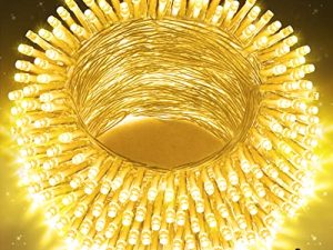 JMEXSUSS 33ft 100 LED أضواء الكريسماس البيضاء الدافئة للأماكن الداخلية ، 8 أوضاع أضواء سلسلة سلكية شفافة داخلية ، أضواء سلسلة للكريسماس في الهواء الطلق مقاومة للماء لتزيين الكريسماس في الأماكن المغلقة والزفاف والحفلات