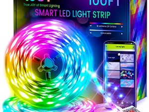 شريط إضاءة LED ذكي 100 قدم من TJOY لغرفة النوم ، شريط إضاءة LED من Alexa ، شريط أضواء LED متغيرة الألوان ومزامنة للموسيقى 5050 RGB مع جهاز تحكم عن بعد ، مصابيح LED لاسلكية متعددة الألوان لغرفة النوم (APP + Remote + Voice)