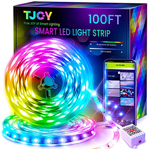 شريط إضاءة LED ذكي 100 قدم من TJOY لغرفة النوم ، شريط إضاءة LED من Alexa ، شريط أضواء LED متغيرة الألوان ومزامنة للموسيقى 5050 RGB مع جهاز تحكم عن بعد ، مصابيح LED لاسلكية متعددة الألوان لغرفة النوم (APP + Remote + Voice) شريط إضاءة LED ذكي 100 قدم من TJOY لغرفة النوم ، شريط إضاءة LED من Alexa ، شريط أضواء LED متغيرة الألوان ومزامنة للموسيقى 5050 RGB مع جهاز تحكم عن بعد ، مصابيح LED لاسلكية متعددة الألوان لغرفة النوم (APP + Remote + Voice)