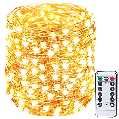 SANJICHA 66FT 200 LED Fairy String Lights في الهواء الطلق / داخلي ، أضواء خرافية فائقة السطوع مع جهاز تحكم عن بعد ، سلك نحاسي مقاوم للماء 8 أوضاع لأضواء الكريسماس لغرفة النوم وحفلات الزفاف (أبيض دافئ) SANJICHA 66FT 200 LED Fairy String Lights في الهواء الطلق / داخلي ، أضواء خرافية فائقة السطوع مع جهاز تحكم عن بعد ، سلك نحاسي مقاوم للماء 8 أوضاع لأضواء الكريسماس لغرفة النوم وحفلات الزفاف (أبيض دافئ)