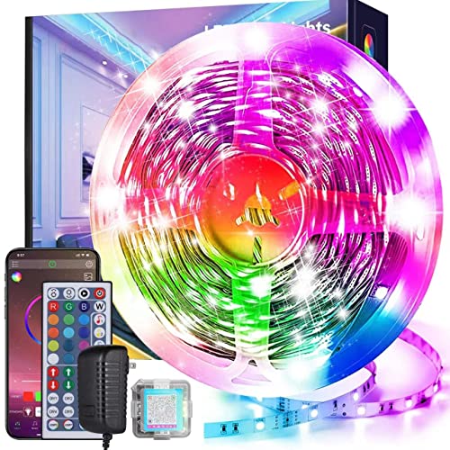 HRDJ Led Strip Lights 25ft Smart Led Lights مع جهاز تحكم عن بعد ، SMD 5050 RGB LED لغرفة النوم ، أضواء متغيرة الألوان لمزامنة الموسيقى للحفلات HRDJ Led Strip Lights 25ft Smart Led Lights مع جهاز تحكم عن بعد ، SMD 5050 RGB LED لغرفة النوم ، أضواء متغيرة الألوان لمزامنة الموسيقى للحفلات