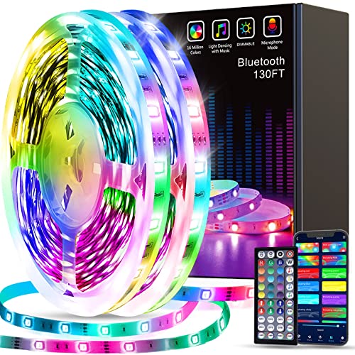 Tenmiro Led Strip Lights 130ft (2 Rolls of 65ft) شرائط إضاءة ذكية مع التحكم في التطبيق RGB LED أضواء لغرفة النوم أضواء متغيرة الألوان لمزامنة الموسيقى لحفلة الغرفة Tenmiro Led Strip Lights 130ft (2 Rolls of 65ft) شرائط إضاءة ذكية مع التحكم في التطبيق RGB LED أضواء لغرفة النوم أضواء متغيرة الألوان لمزامنة الموسيقى لحفلة الغرفة