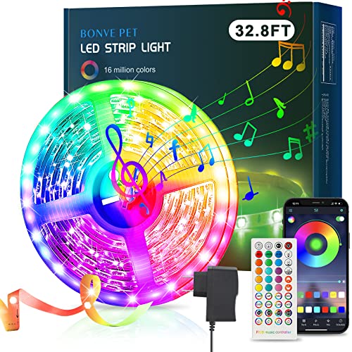 أضواء شريطية ليد بطول 32.8 قدم من Bonve Pet ، مصابيح LED 5050 RGB LED Smart Music Sync ، شرائط أضواء LED متغيرة الألوان مع أضواء LED عن بعد لغرفة النوم ، المنزل ، الغرفة ، التلفزيون ، حفلة الكريسماس أضواء شريطية ليد بطول 32.8 قدم من Bonve Pet ، مصابيح LED 5050 RGB LED Smart Music Sync ، شرائط أضواء LED متغيرة الألوان مع أضواء LED عن بعد لغرفة النوم ، المنزل ، الغرفة ، التلفزيون ، حفلة الكريسماس