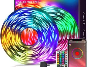 أضواء شريط ليد 100 قدم من KSIPZE (لفتتان من 50 قدمًا) تغيير لون مزامنة الموسيقى RGB ، أضواء بلوتوث مع جهاز تحكم ذكي للتحكم عن بعد ، مصابيح LED لإضاءة غرفة النوم وديكور منزلي مرن