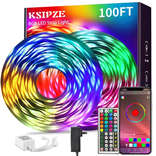 أضواء شريط ليد 100 قدم من KSIPZE (لفتتان من 50 قدمًا) تغيير لون مزامنة الموسيقى RGB ، أضواء بلوتوث مع جهاز تحكم ذكي للتحكم عن بعد ، مصابيح LED لإضاءة غرفة النوم وديكور منزلي مرن أضواء شريط ليد 100 قدم من KSIPZE (لفتتان من 50 قدمًا) تغيير لون مزامنة الموسيقى RGB ، أضواء بلوتوث مع جهاز تحكم ذكي للتحكم عن بعد ، مصابيح LED لإضاءة غرفة النوم وديكور منزلي مرن